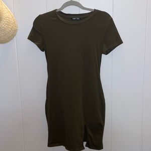 Short sleeve body on dress. Olive Green. Medium, fits small as well. Stretchy.